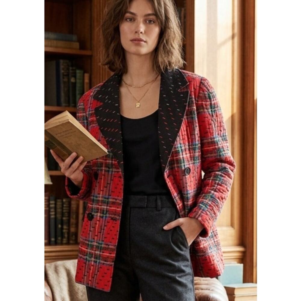 Adorable Handmade Plaid Double-faced Cloth Blazer Jacket